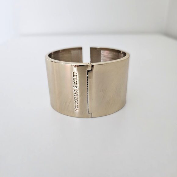 VICTORIA'S SECRET Gold Tone Rhinestone Studded Cuff Bracelet, Hinge Opening - Picture 8 of 11